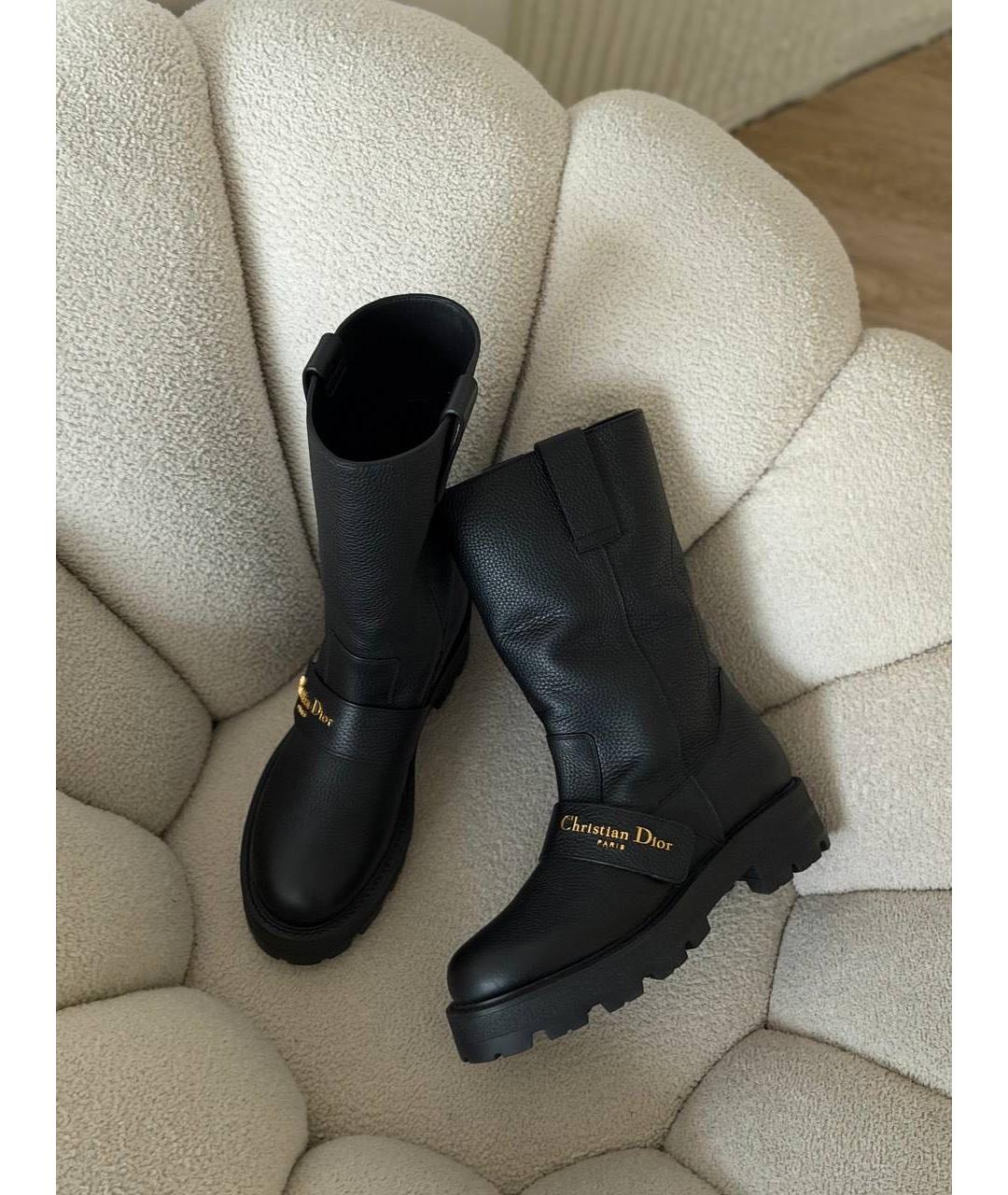 CHRISTIAN DIOR Черные кожаные сапоги, фото 6