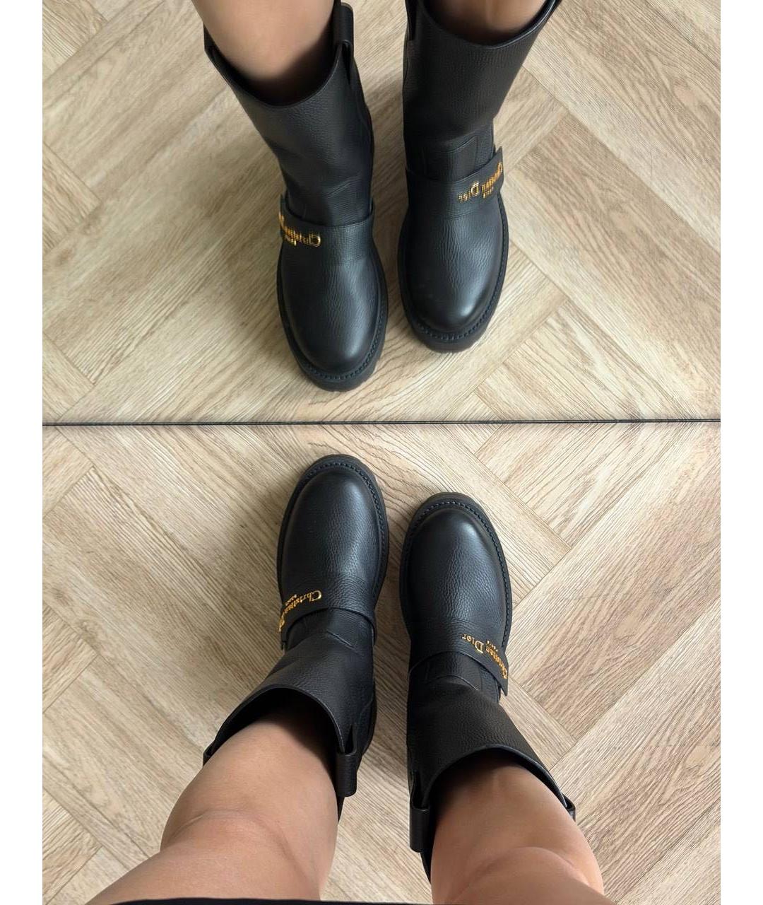 CHRISTIAN DIOR Черные кожаные сапоги, фото 2