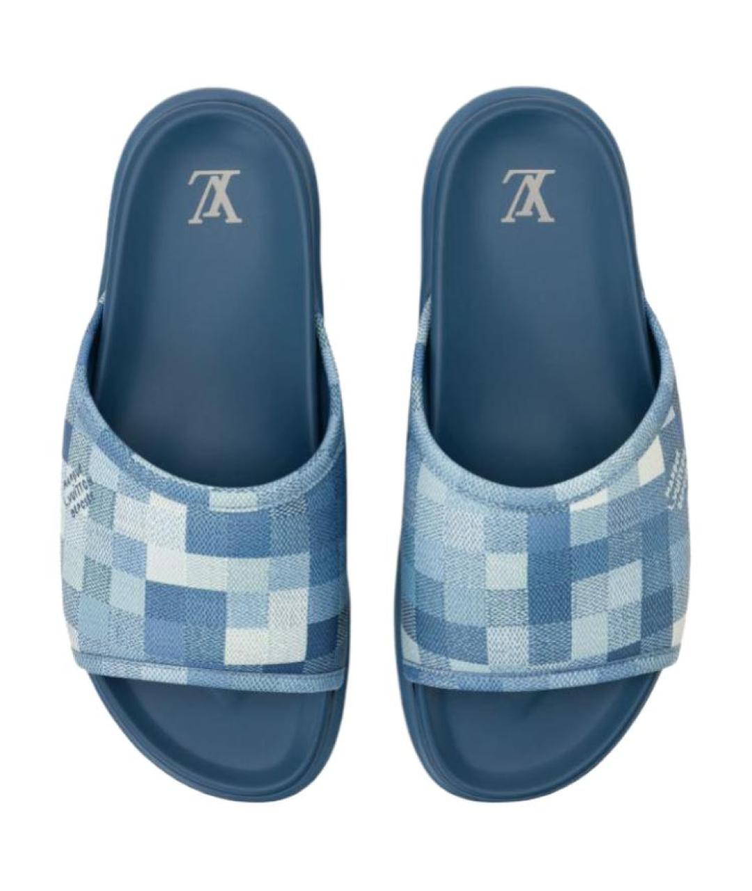 LOUIS VUITTON Синие шлепанцы, фото 4