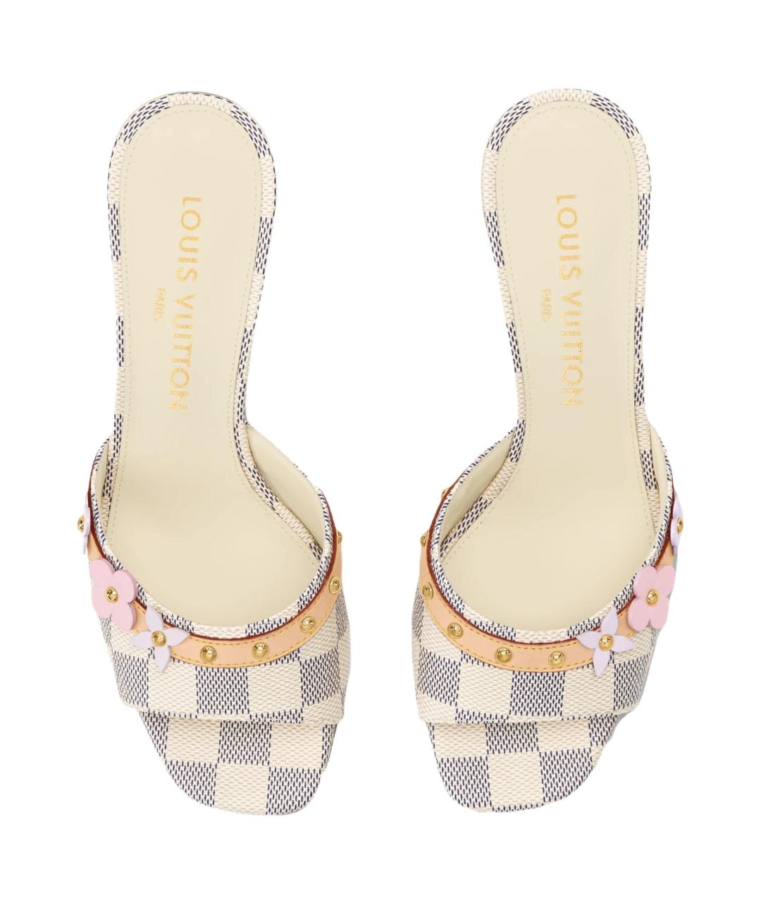 LOUIS VUITTON Бежевые кожаные босоножки, фото 4