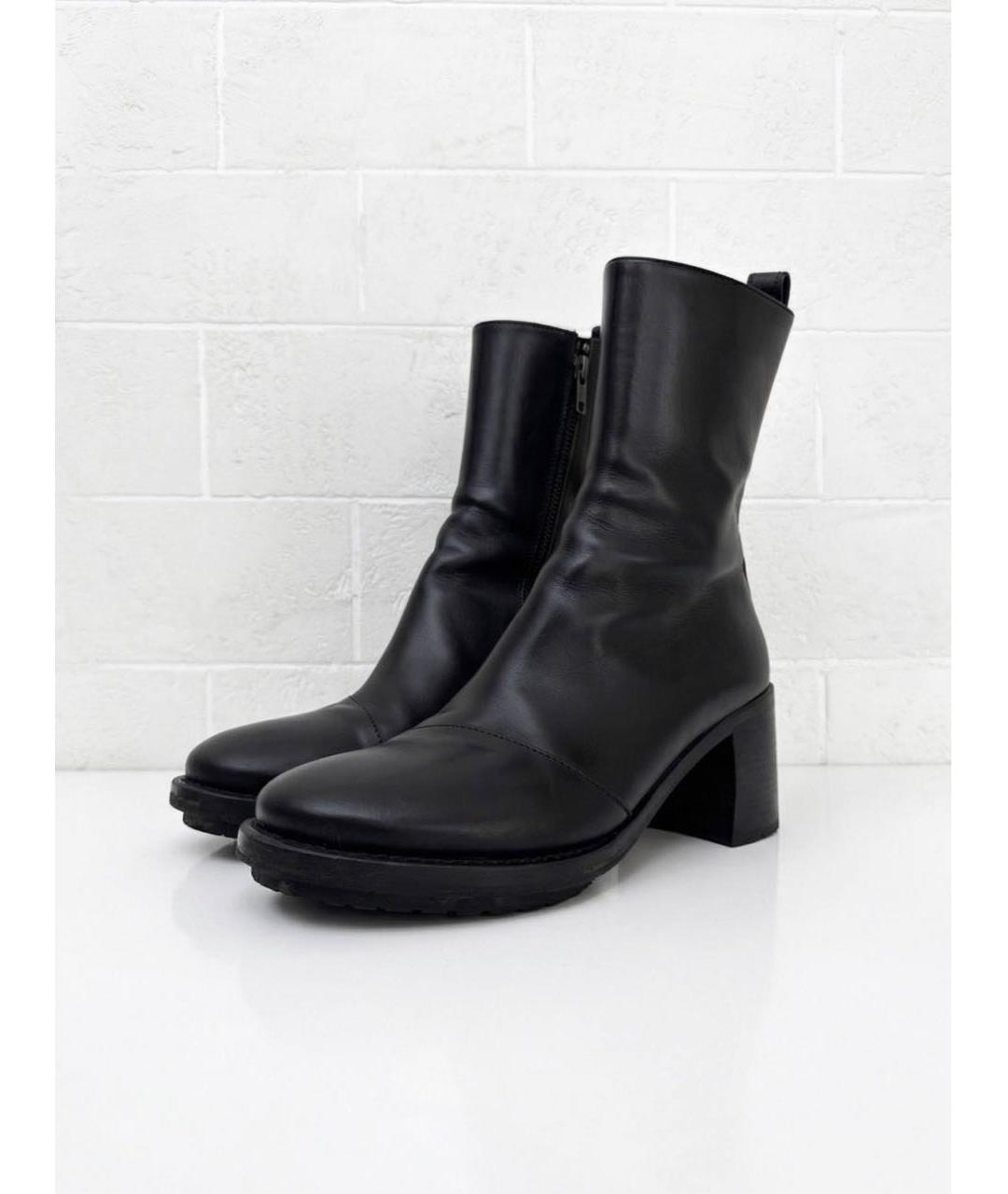 ANN DEMEULEMEESTER Черные кожаные ботинки, фото 4