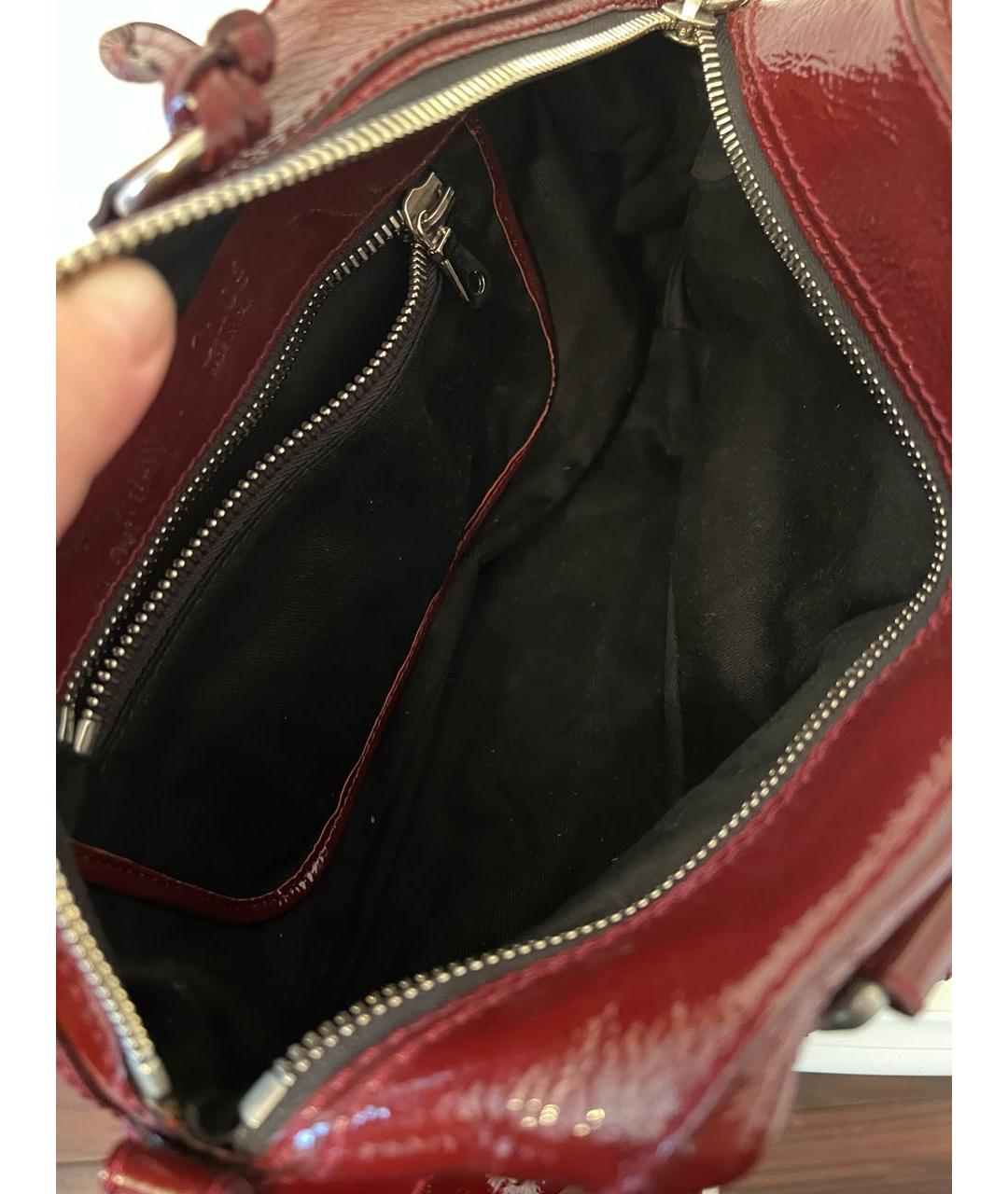 CHLOE Бордовая сумка тоут из лакированной кожи, фото 4