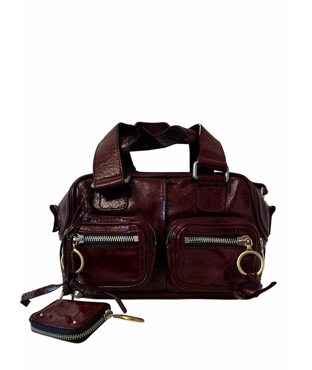 CHLOE Бордовая сумка тоут из лакированной кожи, фото 1