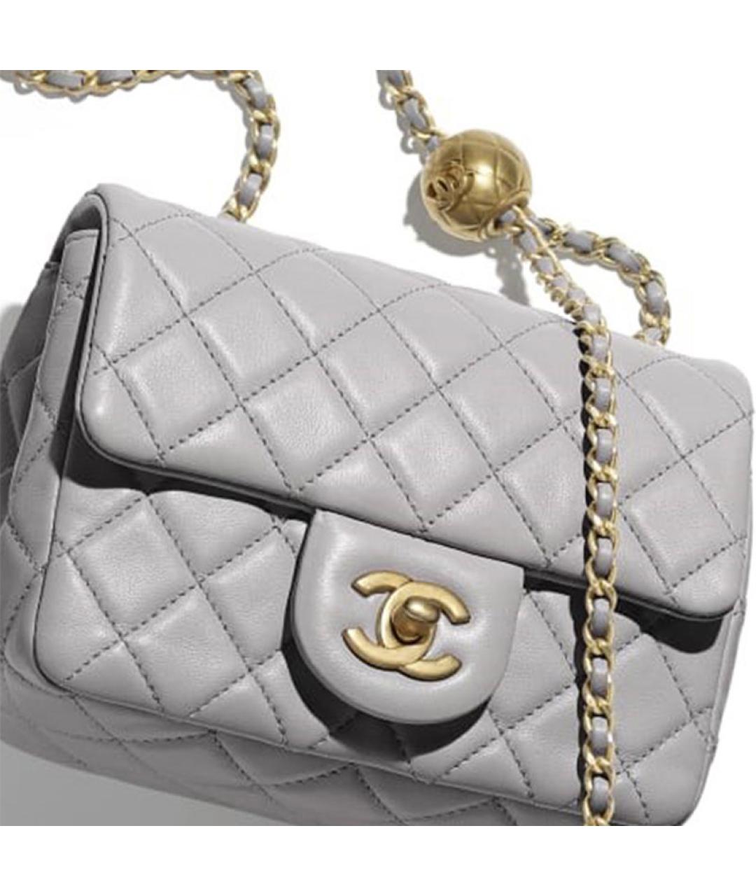 CHANEL Серая кожаная сумка через плечо, фото 5
