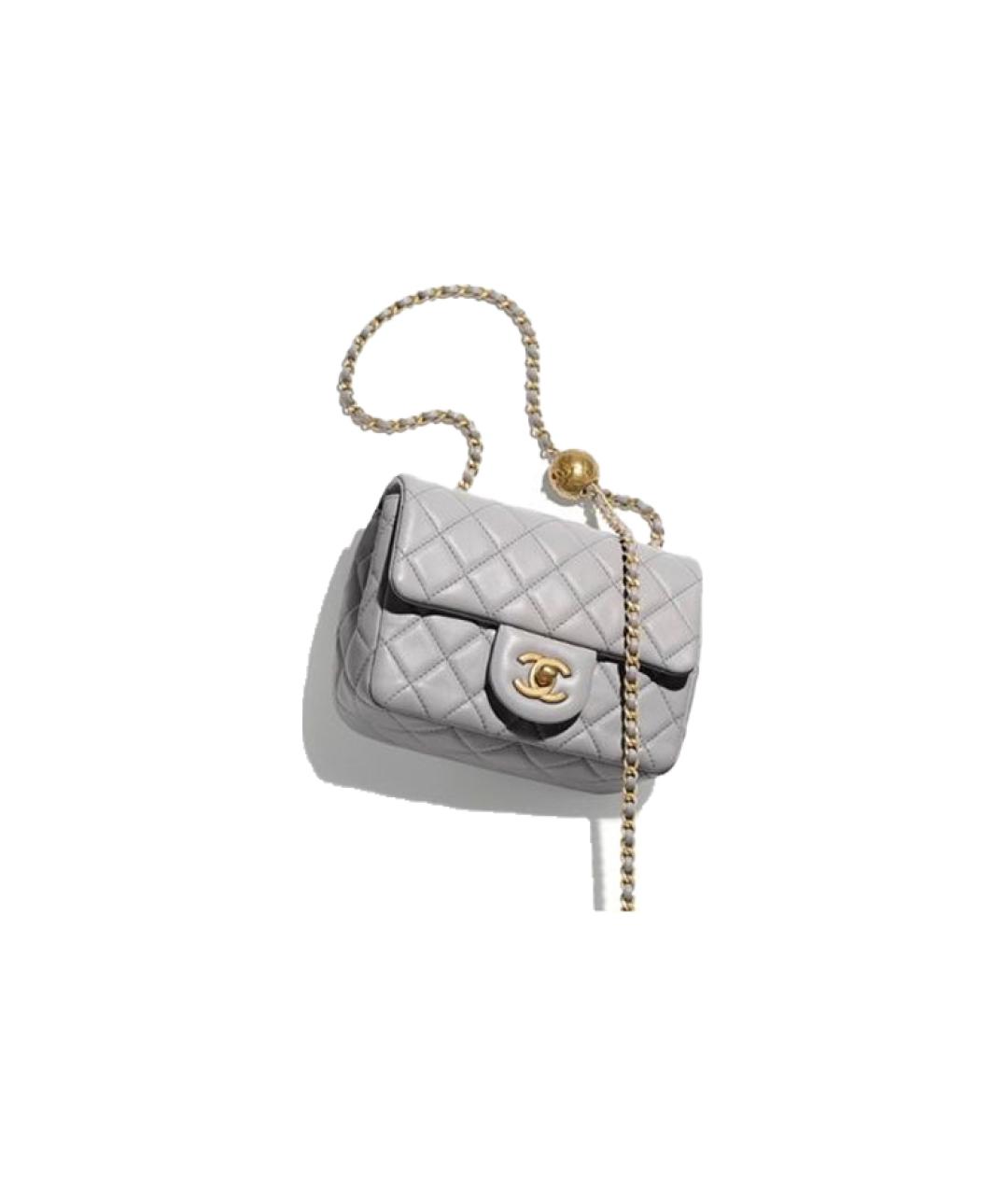 CHANEL Серая кожаная сумка через плечо, фото 3