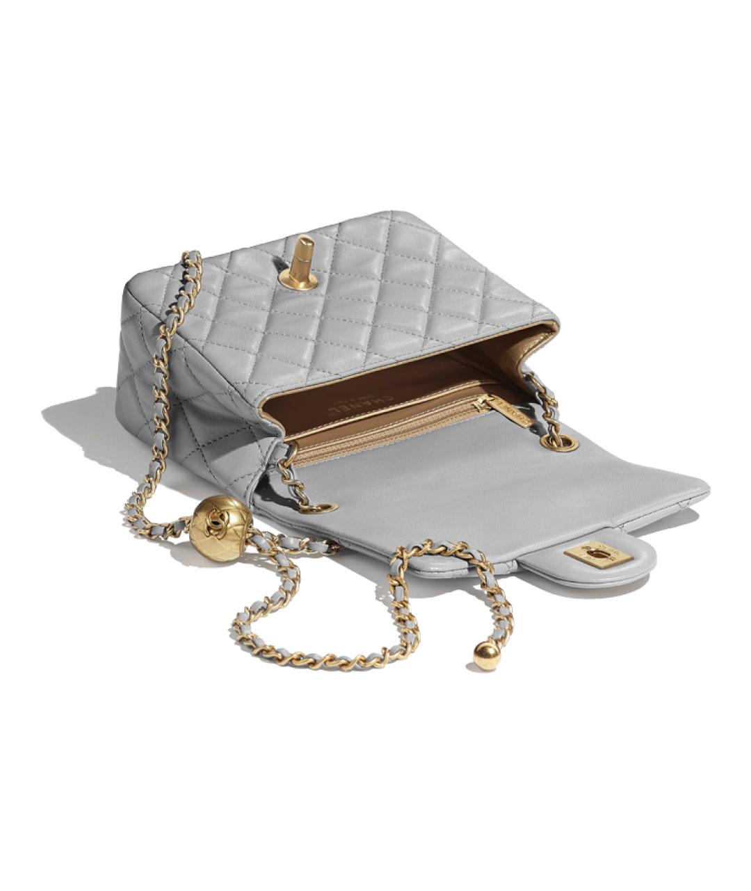 CHANEL Серая кожаная сумка через плечо, фото 2