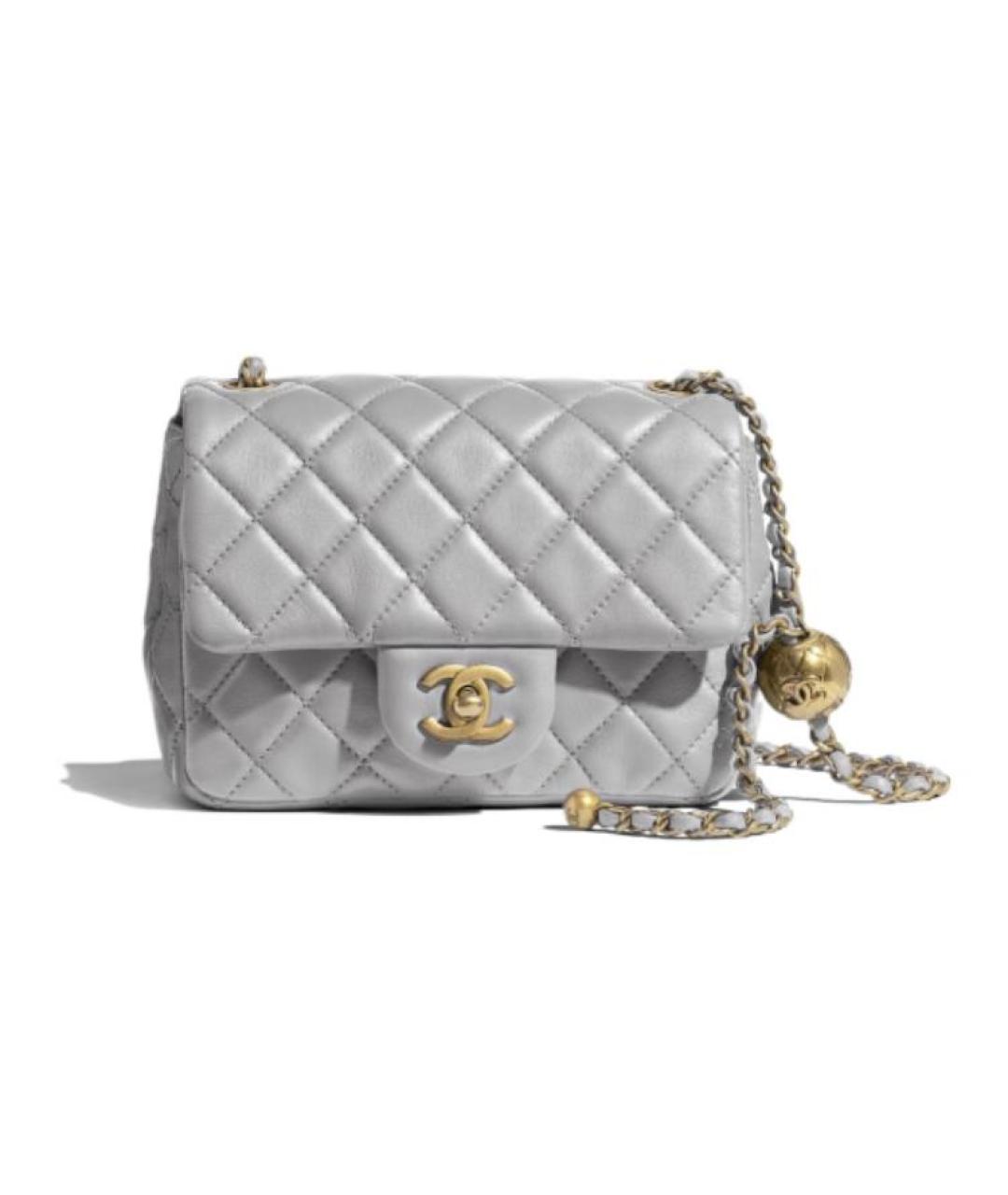 CHANEL Серая кожаная сумка через плечо, фото 6