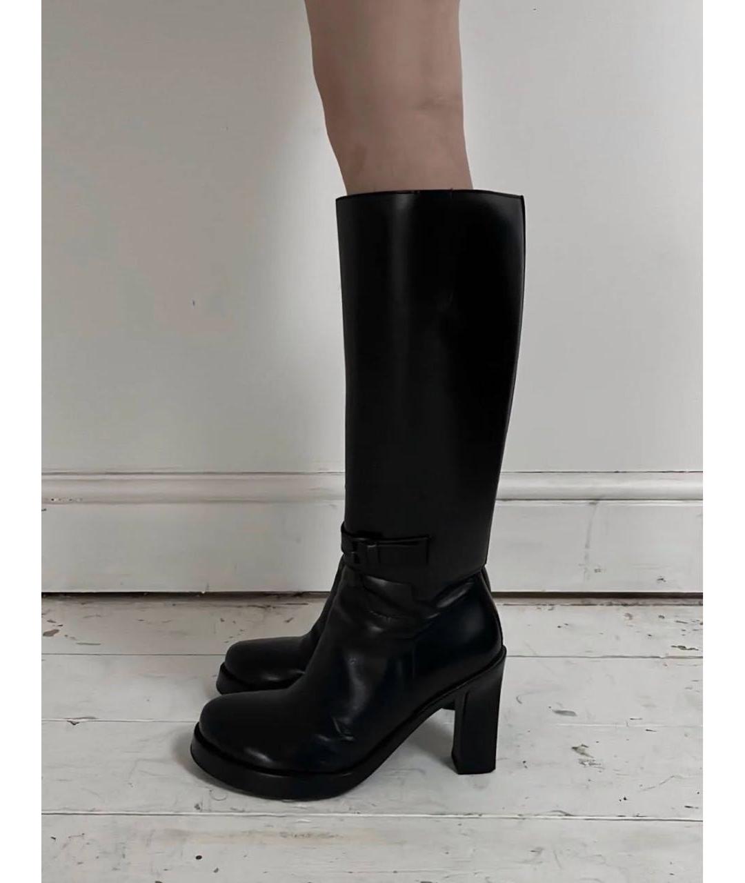 ANN DEMEULEMEESTER Черные кожаные сапоги, фото 6