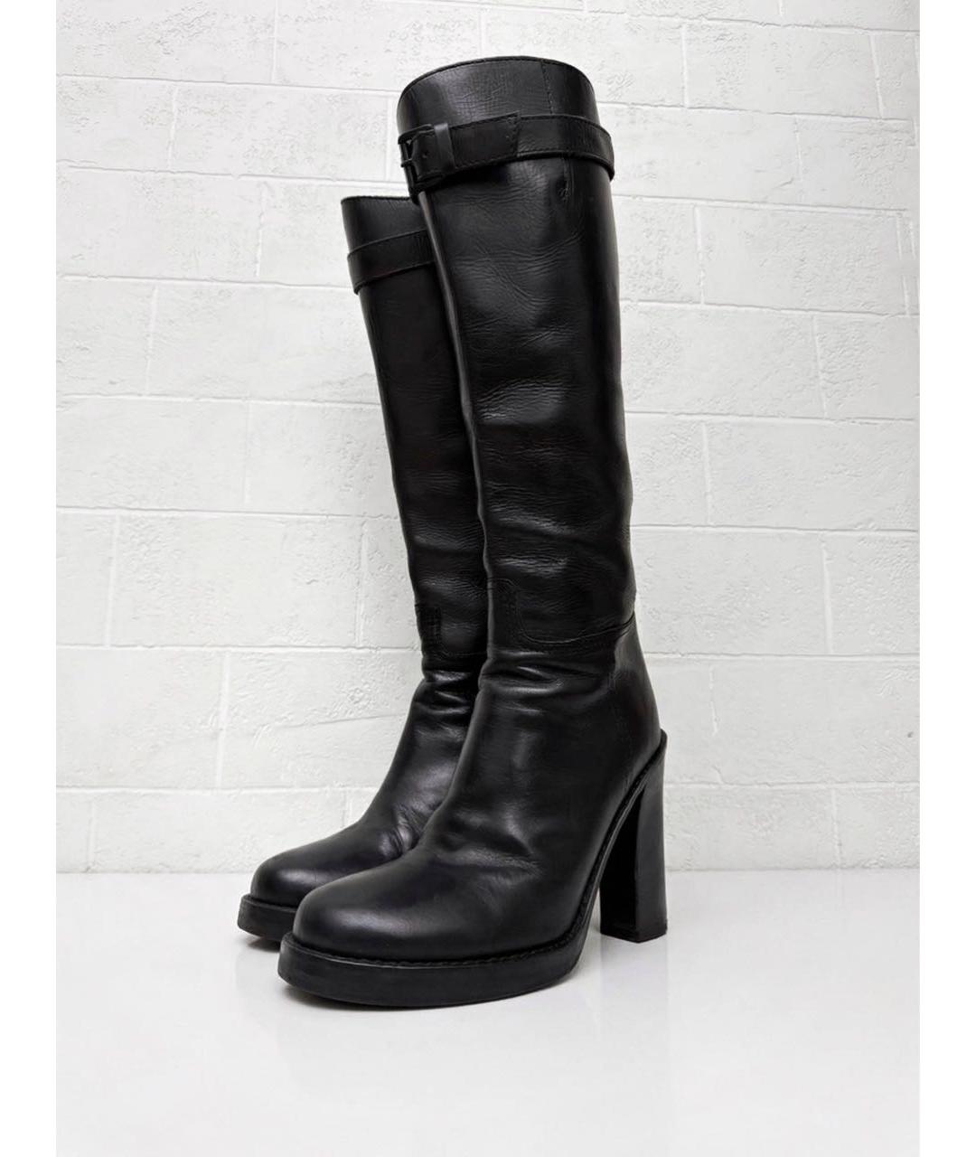 ANN DEMEULEMEESTER Черные кожаные сапоги, фото 2