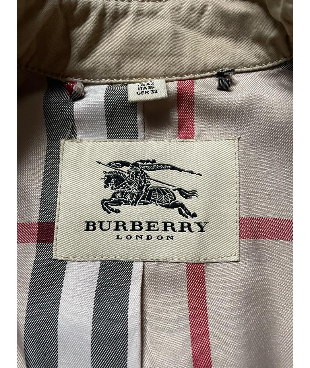 BURBERRY Коричневое хлопковое пальто, фото 5