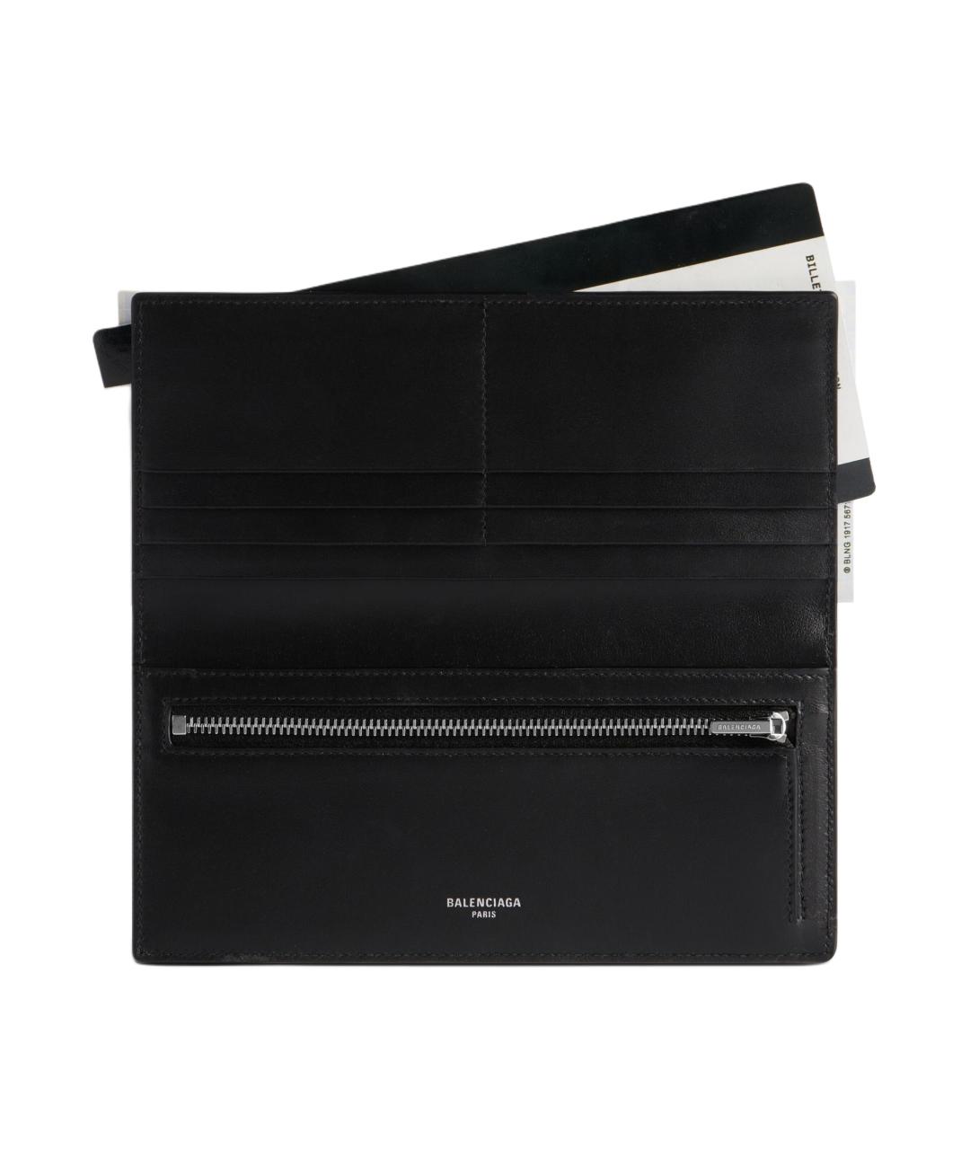 BALENCIAGA Черный кожаный кошелек, фото 3