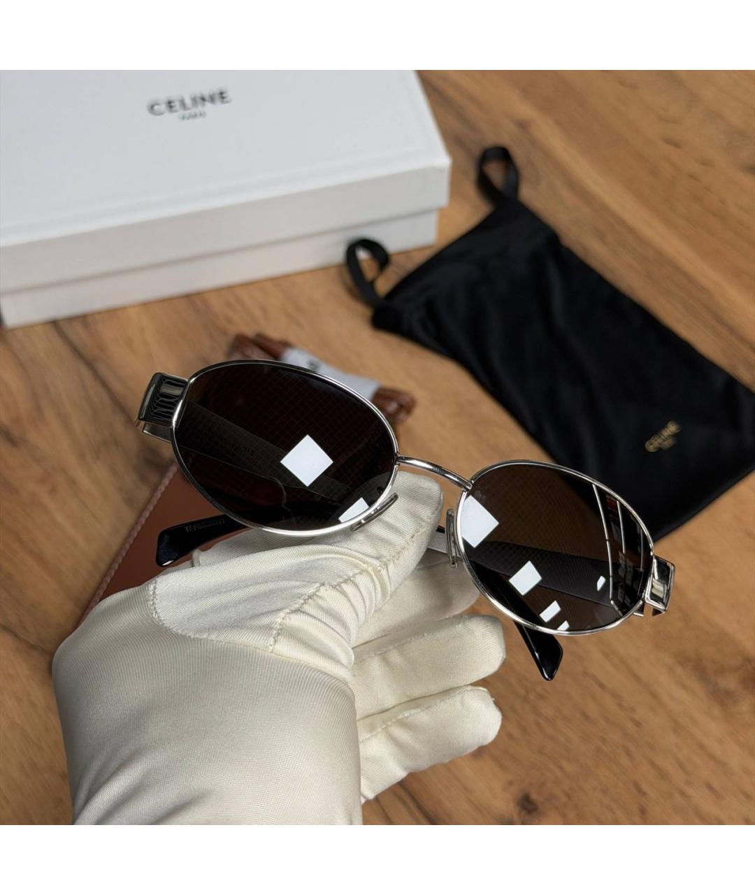 CELINE Серебряные солнцезащитные очки, фото 3