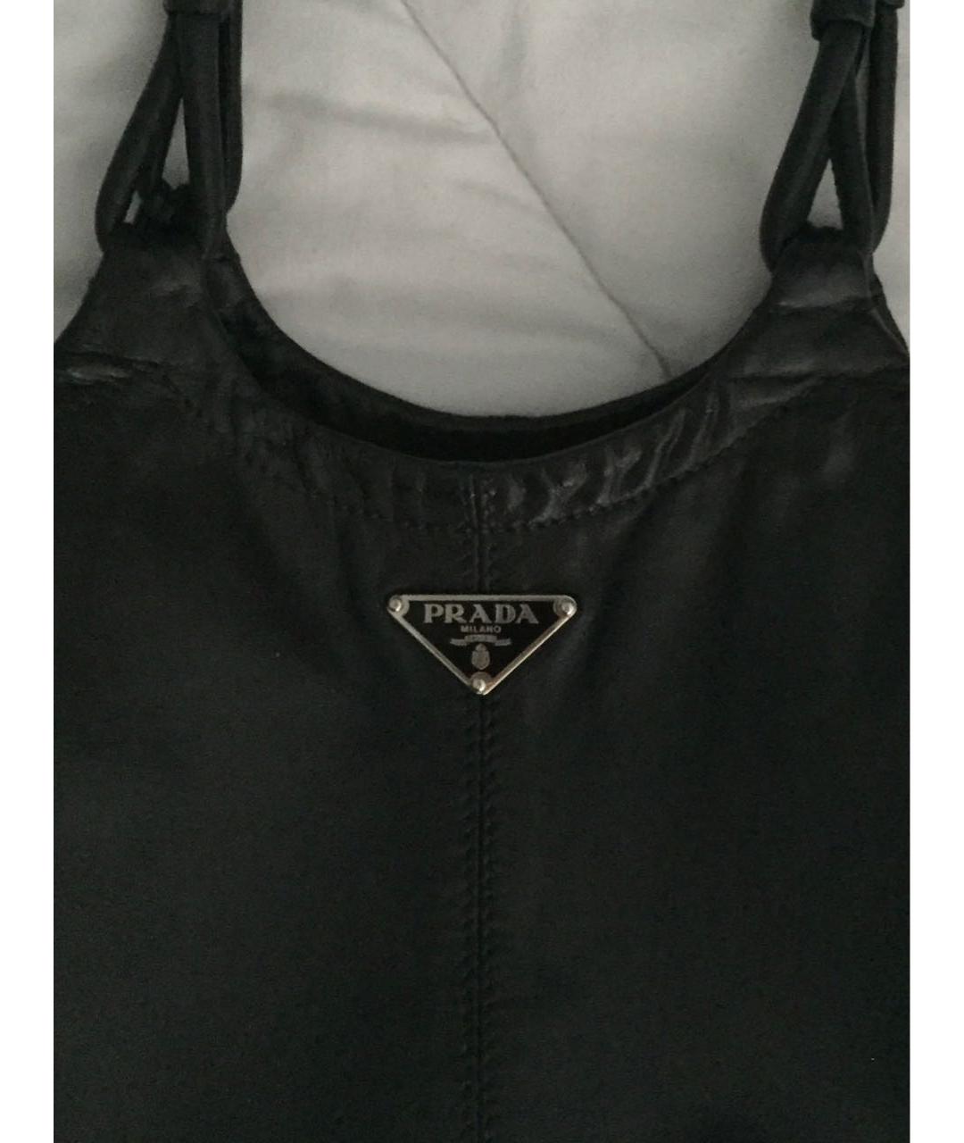 PRADA Черная кожаная сумка тоут, фото 4