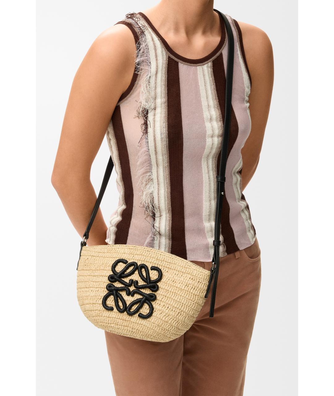 LOEWE Бежевая пелетеная сумка через плечо, фото 3
