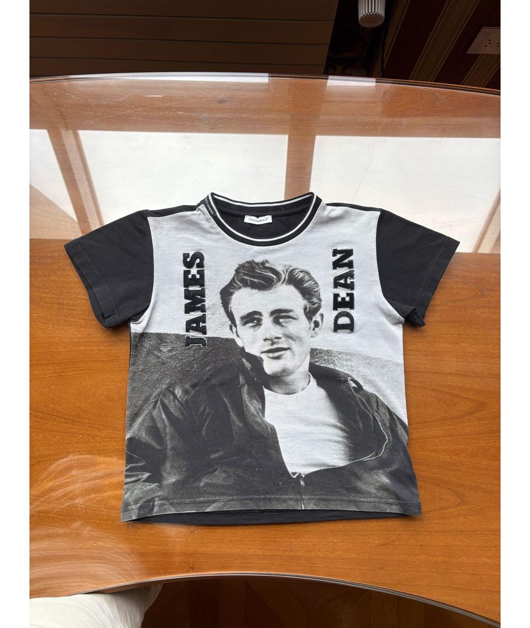 DOLCE&GABBANA Черная хлопковая детская футболка, фото 7