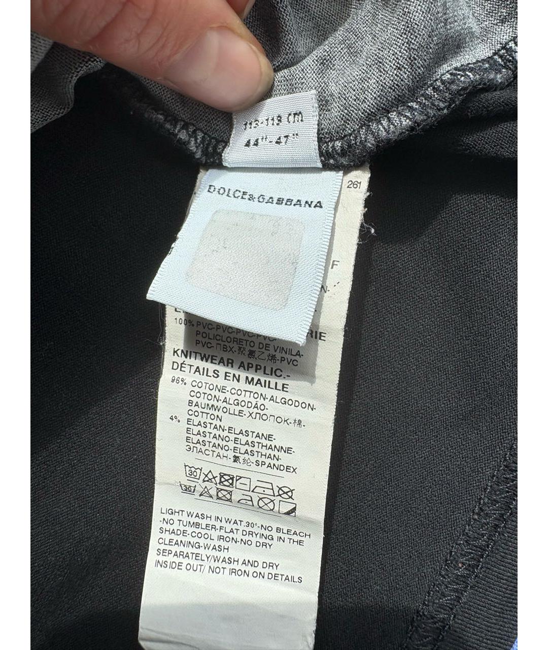 DOLCE&GABBANA Черная хлопковая детская футболка, фото 6