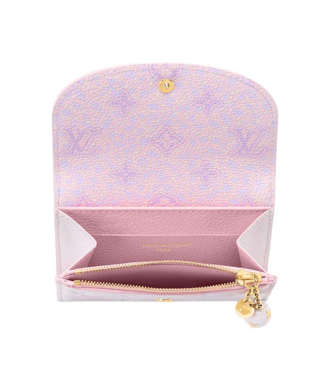 LOUIS VUITTON Розовый кожаный кошелек, фото 4