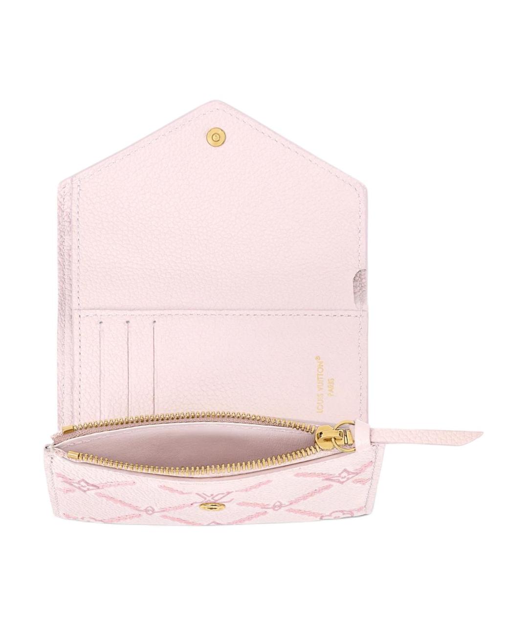 LOUIS VUITTON Розовый кожаный кошелек, фото 4