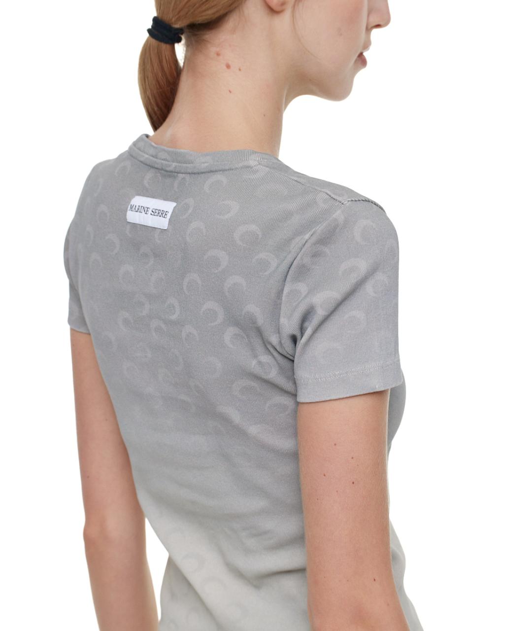 MARINE SERRE Серая хлопковая футболка, фото 2
