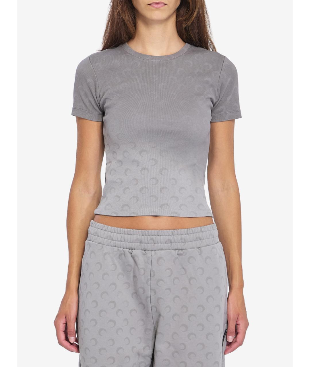 MARINE SERRE Серая хлопковая футболка, фото 8