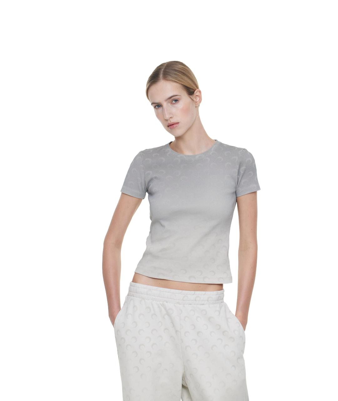 MARINE SERRE Серая хлопковая футболка, фото 3