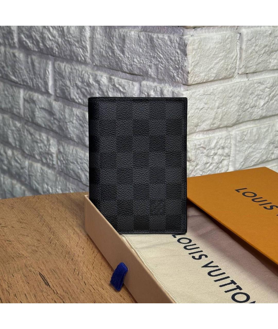 LOUIS VUITTON Черная кожаная визитница, фото 3
