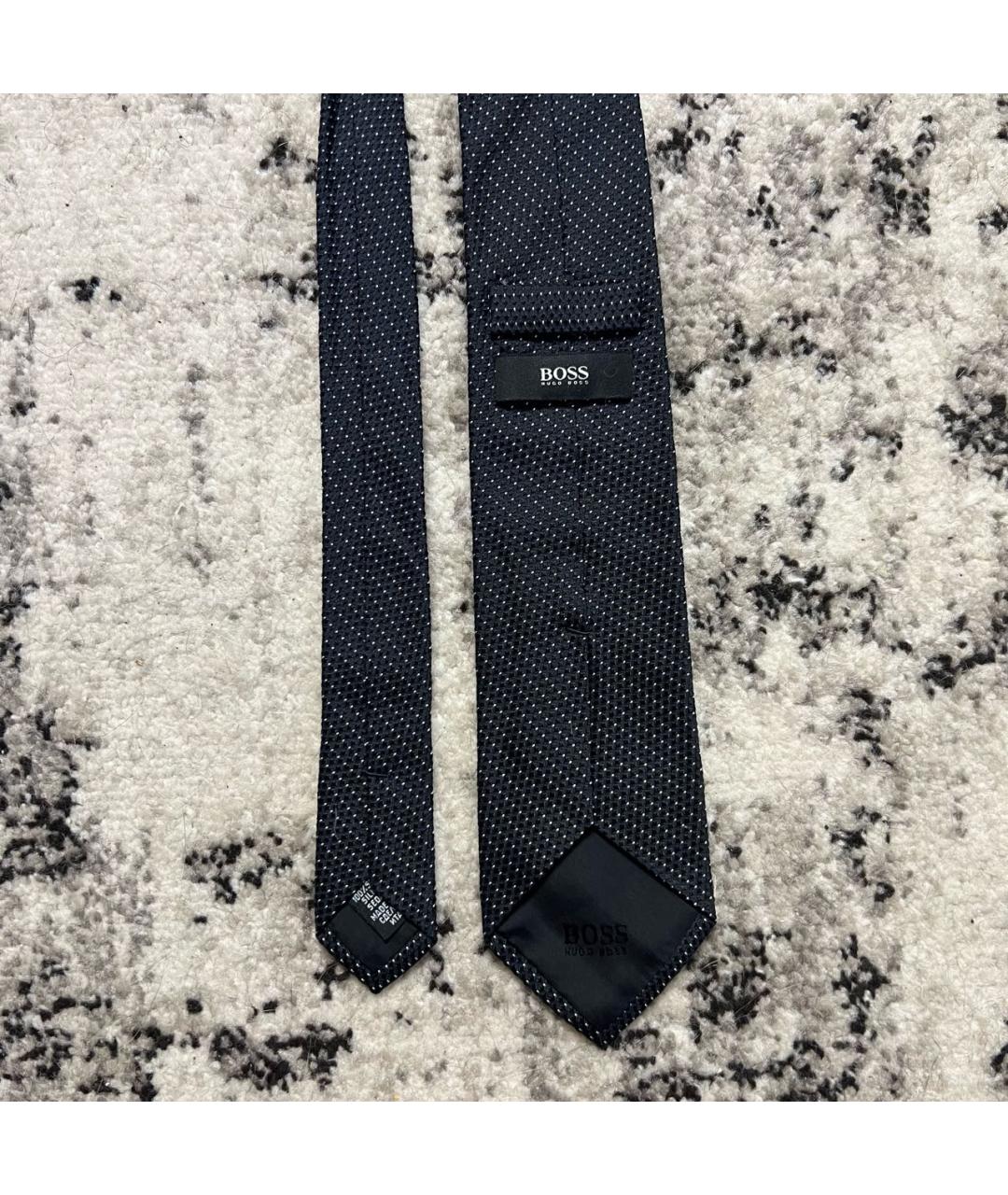 HUGO BOSS Черный шелковый галстук, фото 3