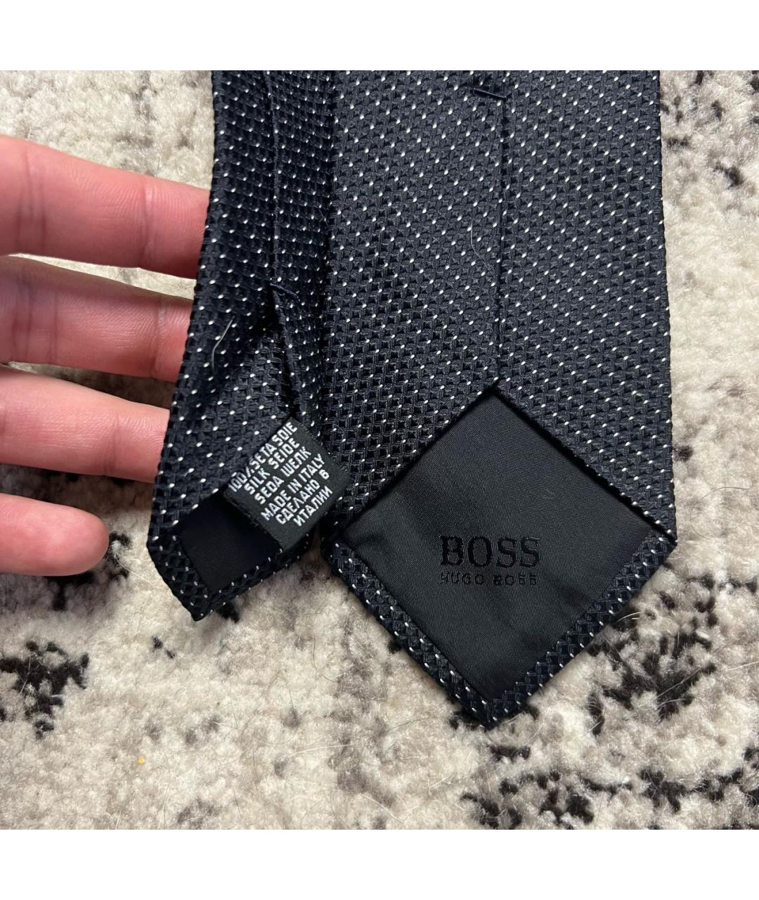 HUGO BOSS Черный шелковый галстук, фото 5