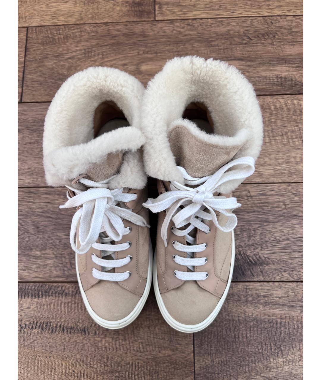 FERRAGAMO Бежевые замшевые кроссовки, фото 2