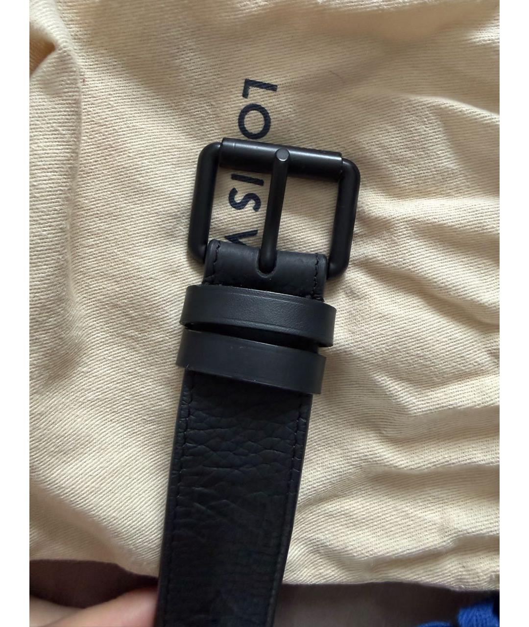 LOUIS VUITTON Черный кожаный ремень, фото 2