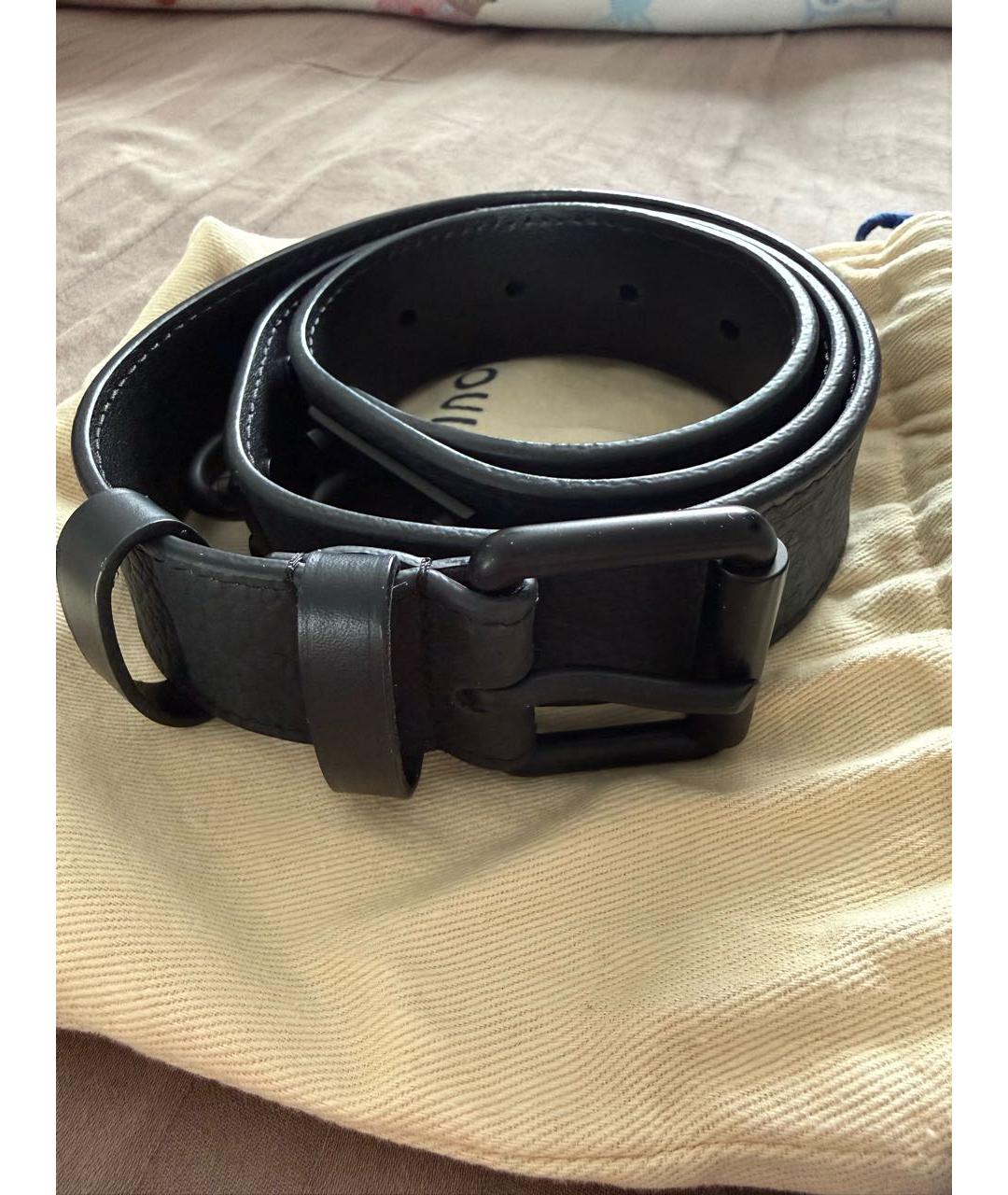 LOUIS VUITTON Черный кожаный ремень, фото 9