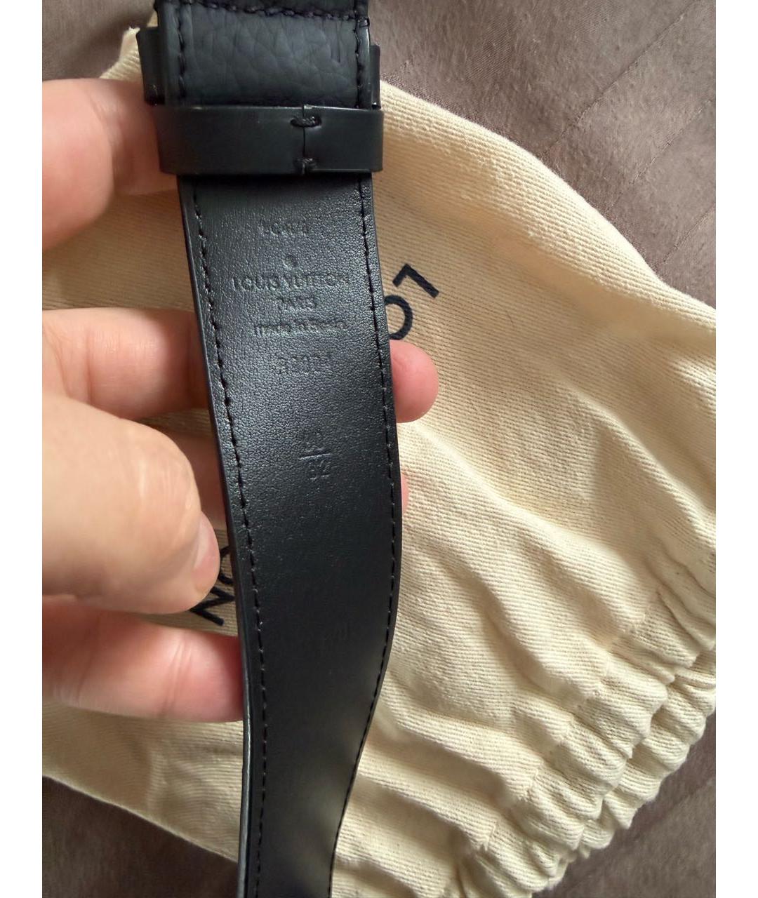 LOUIS VUITTON Черный кожаный ремень, фото 3