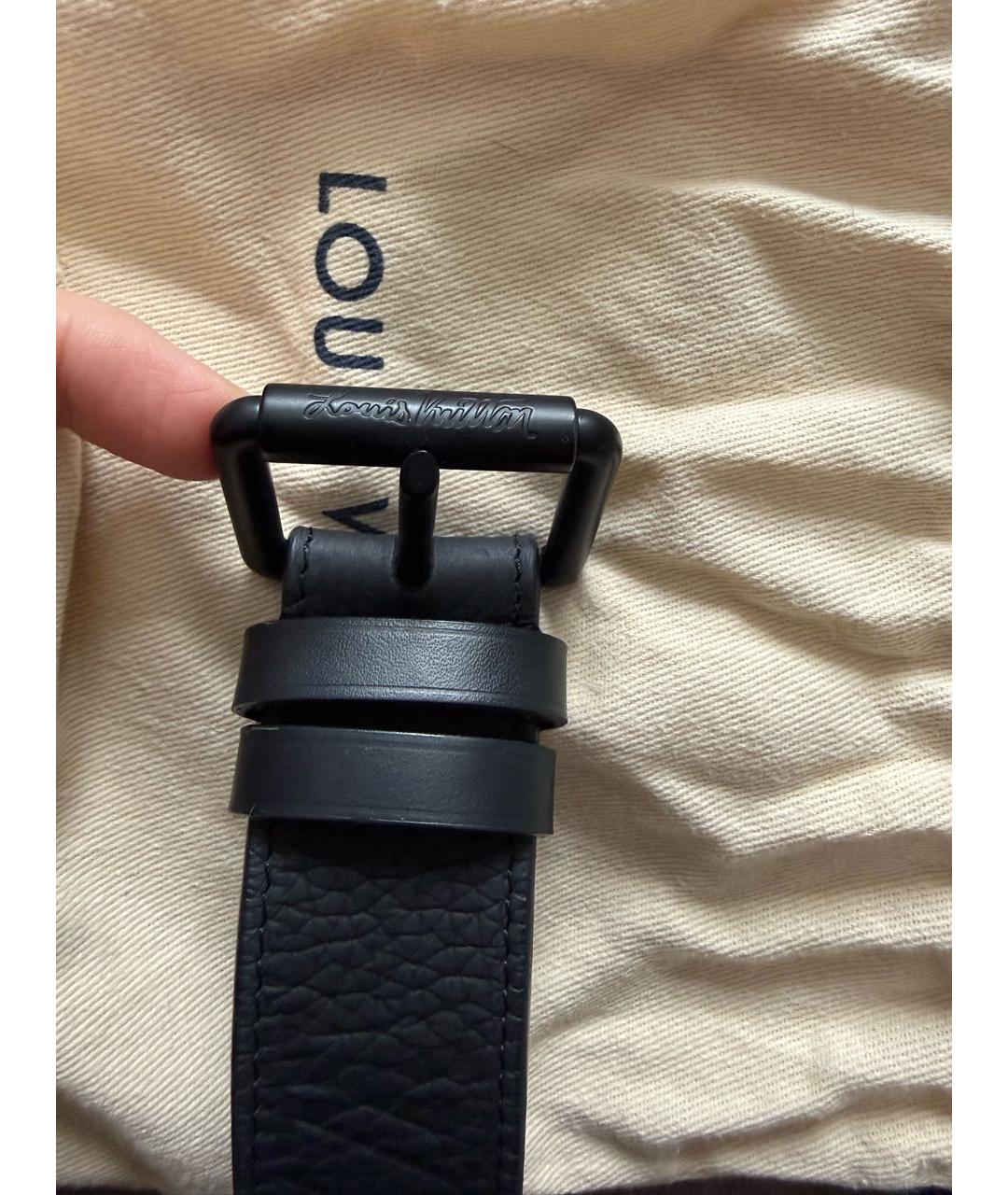 LOUIS VUITTON Черный кожаный ремень, фото 6