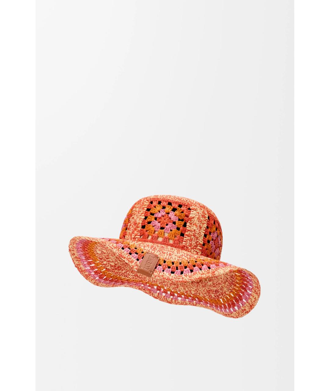 LOEWE Оранжевая соломенная панама, фото 3