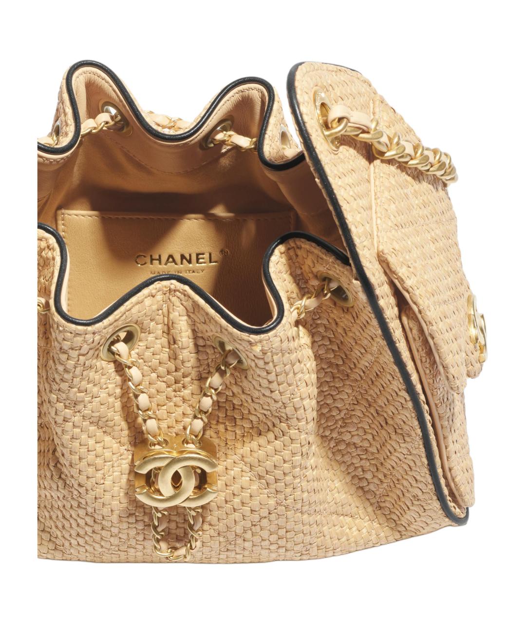 CHANEL Бежевая рафиевая сумка через плечо, фото 4