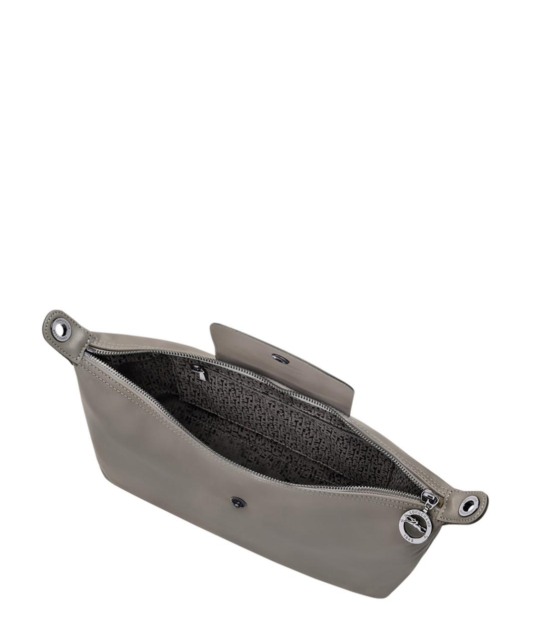 LONGCHAMP Серая кожаная сумка через плечо, фото 3
