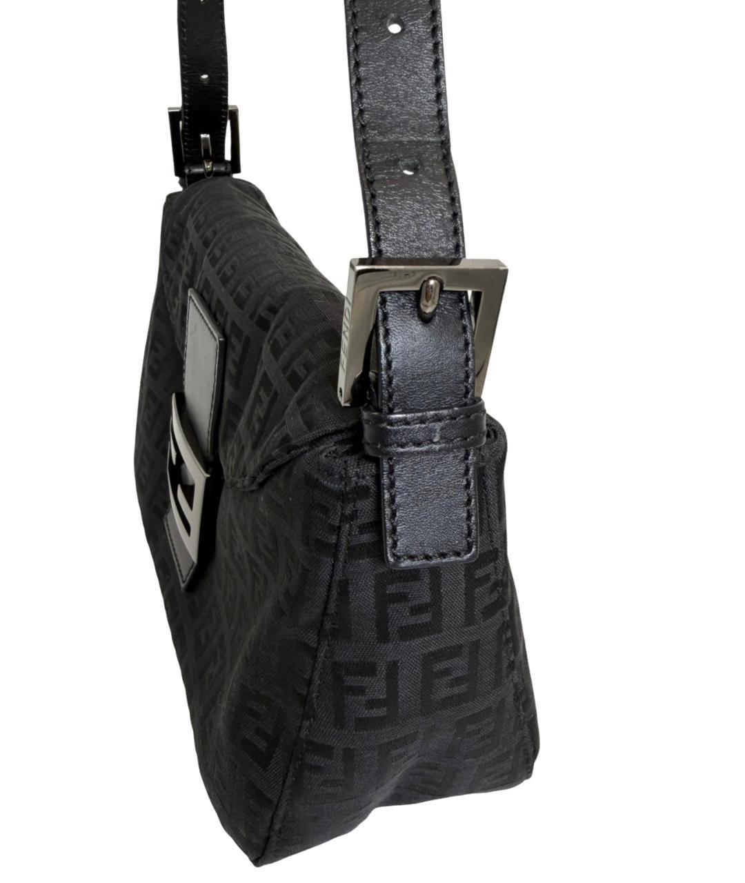 FENDI Черная тканевая сумка с короткими ручками, фото 4
