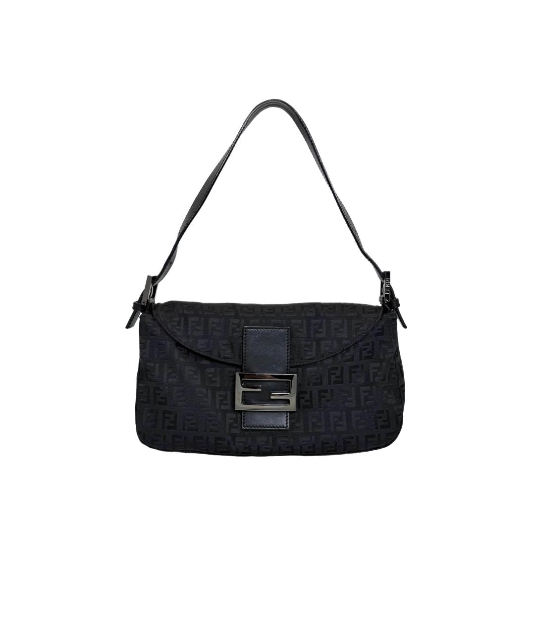 FENDI Черная тканевая сумка с короткими ручками, фото 10
