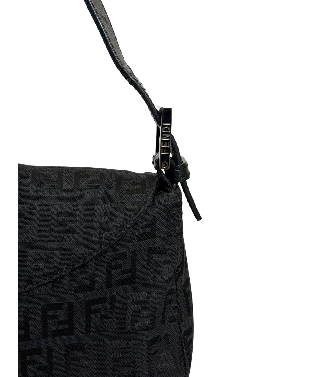 FENDI Черная тканевая сумка с короткими ручками, фото 6