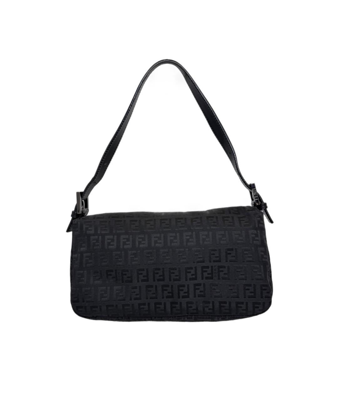 FENDI Черная тканевая сумка с короткими ручками, фото 2