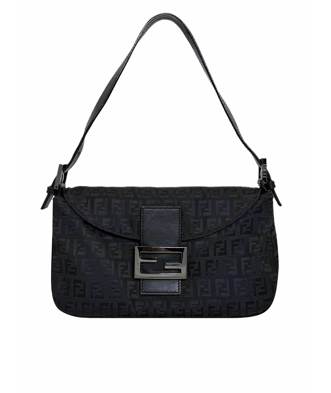 FENDI Черная тканевая сумка с короткими ручками, фото 1