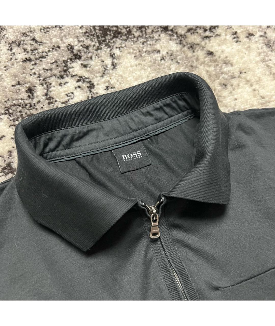 HUGO BOSS Антрацитовое хлопковое поло с коротким рукавом, фото 3