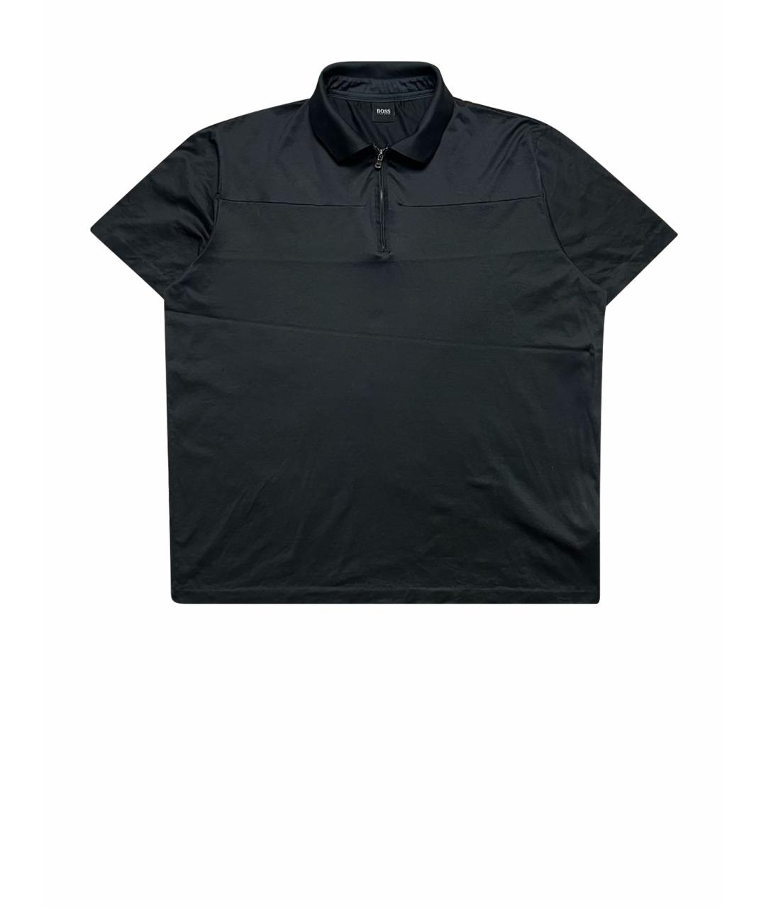 HUGO BOSS Антрацитовое хлопковое поло с коротким рукавом, фото 1