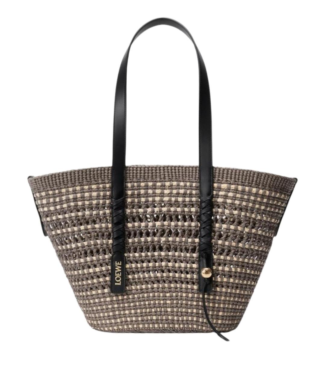 LOEWE Хаки пелетеная сумка тоут, фото 1