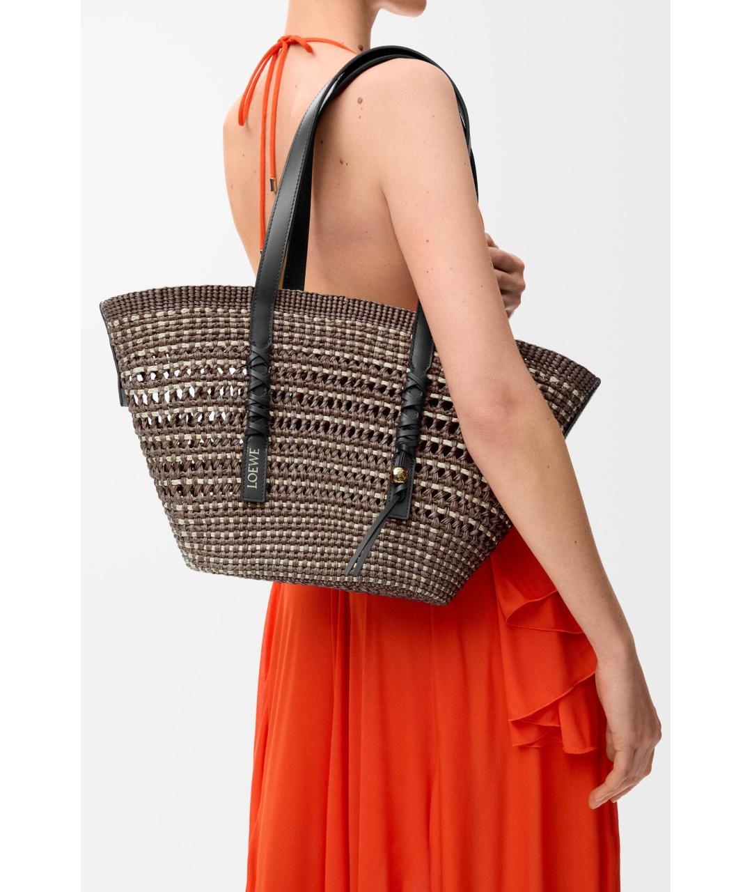 LOEWE Хаки пелетеная сумка тоут, фото 2