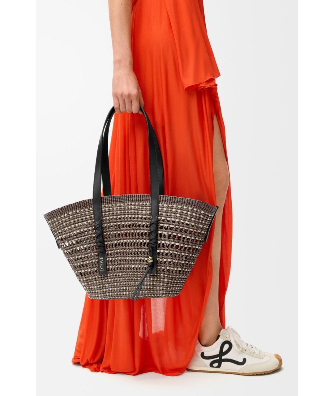 LOEWE Хаки пелетеная сумка тоут, фото 3