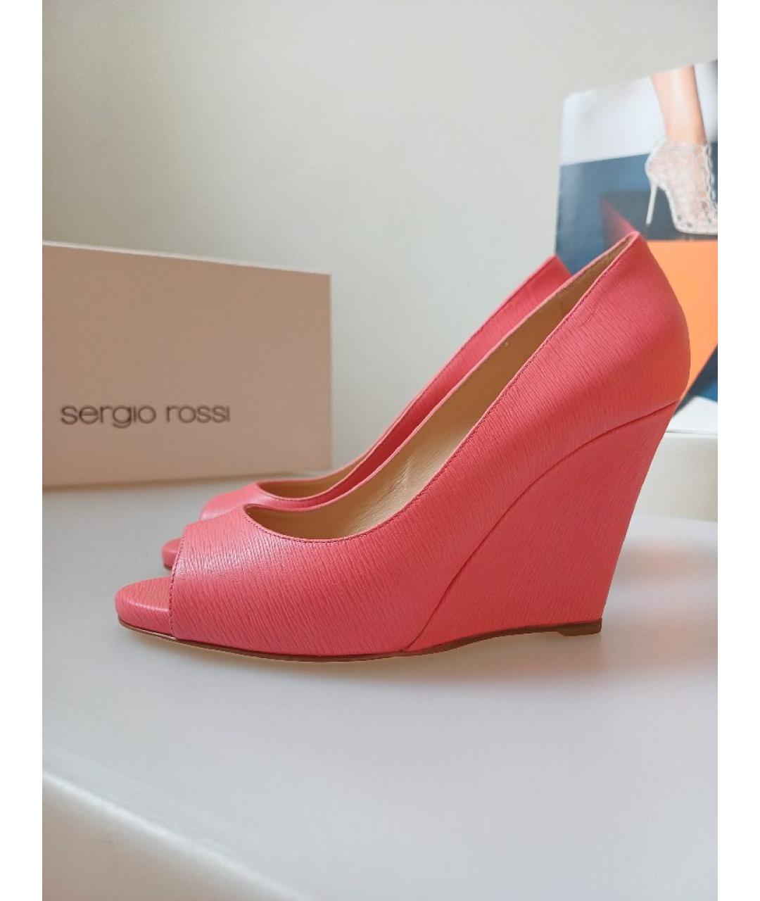 SERGIO ROSSI Коралловые кожаные туфли, фото 2