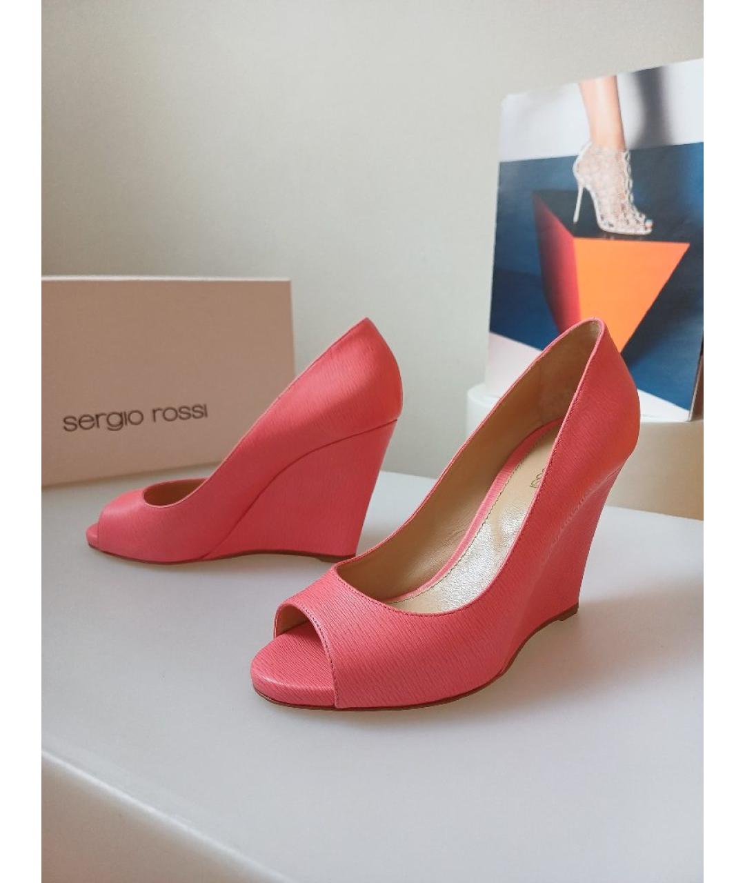 SERGIO ROSSI Коралловые кожаные туфли, фото 3