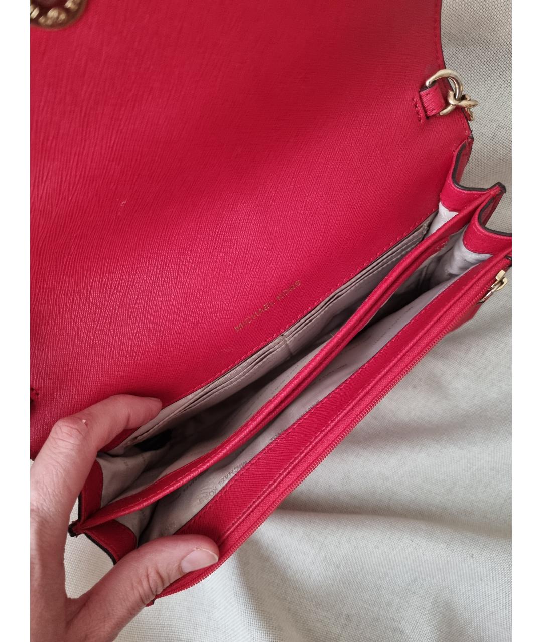 MICHAEL KORS Красная кожаная сумка через плечо, фото 3