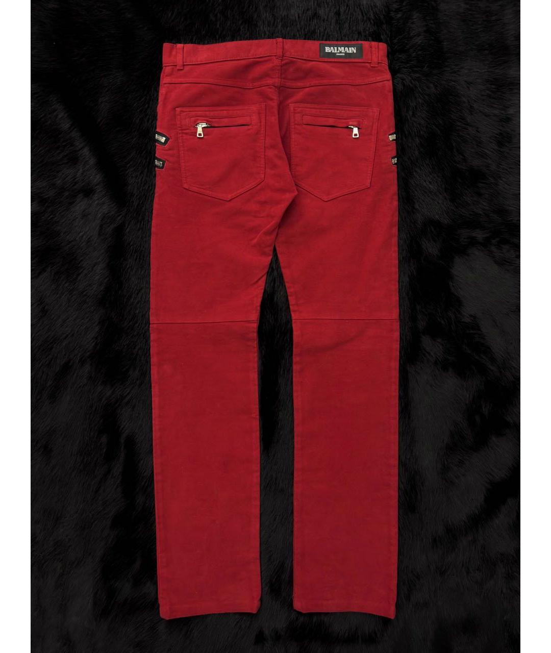BALMAIN Красные прямые джинсы, фото 2